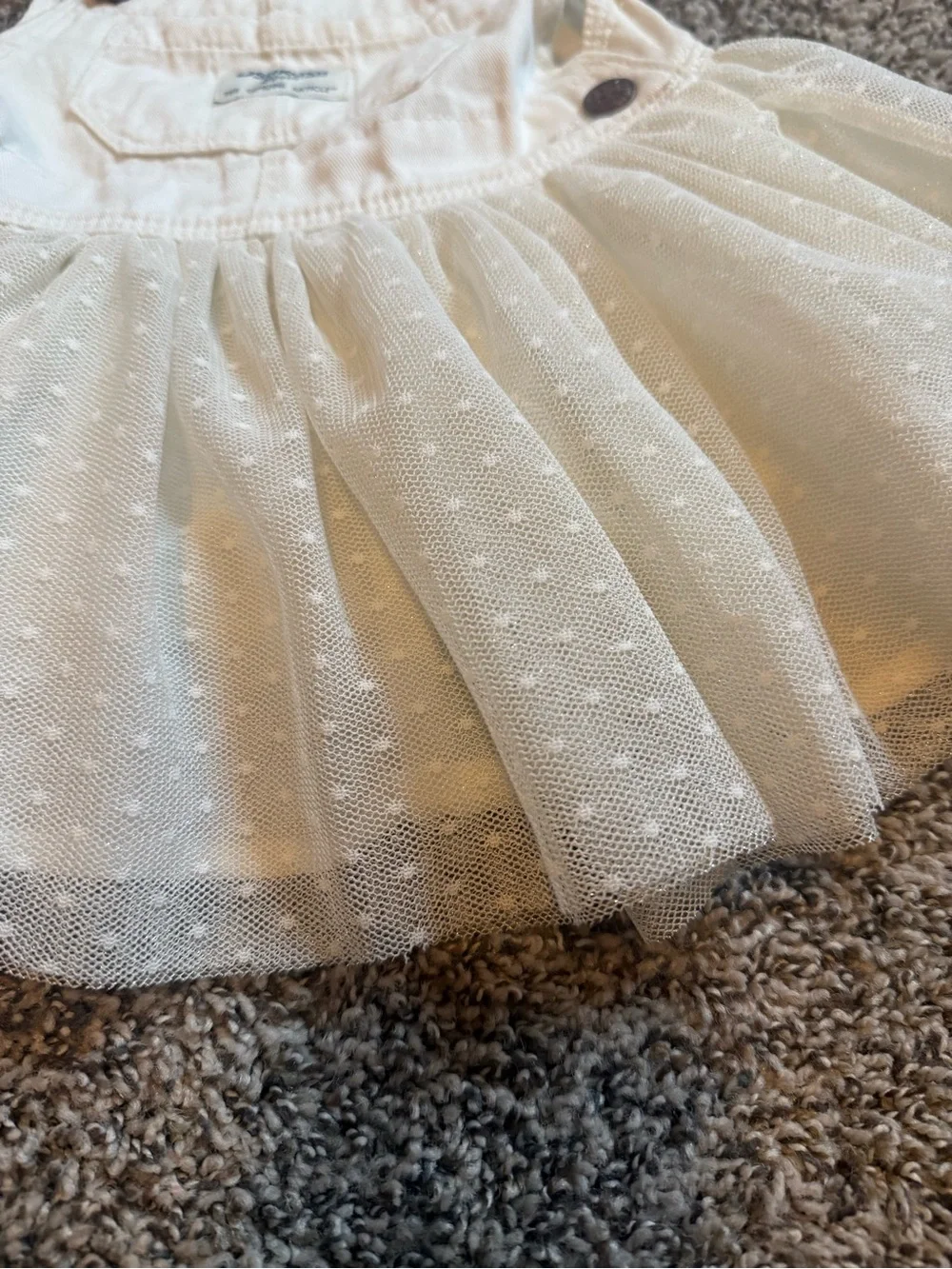 OshKosh B'gosh Cream Tulle Overall Dress